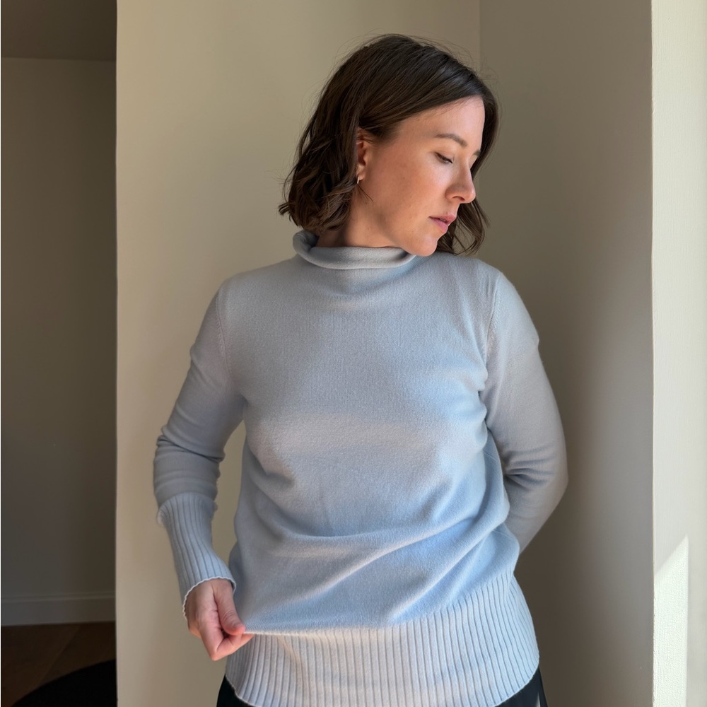 French Connection Soft Blue Cowl Neck Sweater - Picture 2 of 7